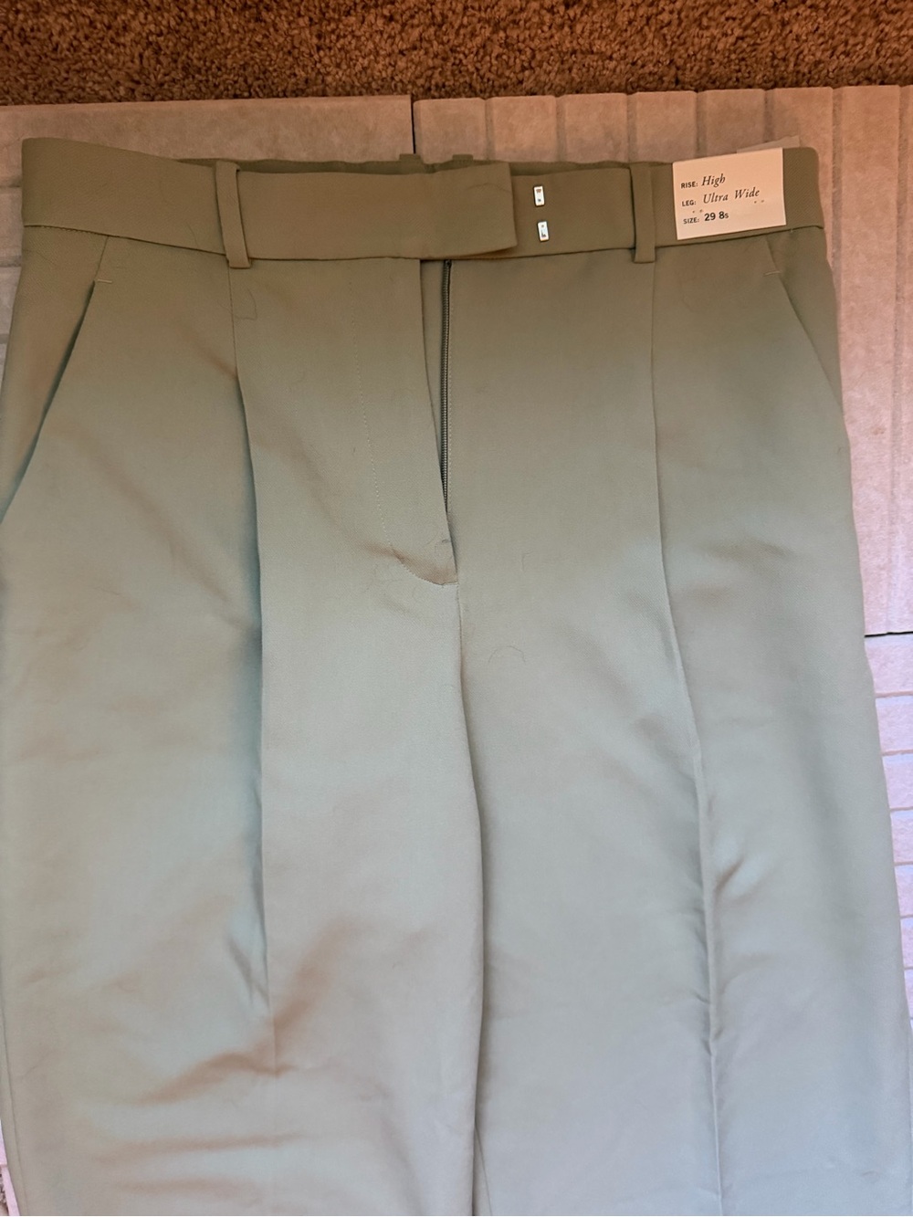 A&F Harper Tailored Ultra Wide Leg Pant in Slate Green High Rise Sz 29 Short NWT - Picture 2 of 7